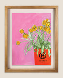 Gold Tulips in Hermes Shopping Bag, 12x16"
